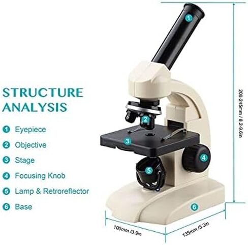 XuuSHA Handheld Digital Microscope Accessories 70X-400X Monocular Microscope with Bottom Lamp Slides Specimen Cells Watching Easy Use Microscope Accessories in Kuwait
