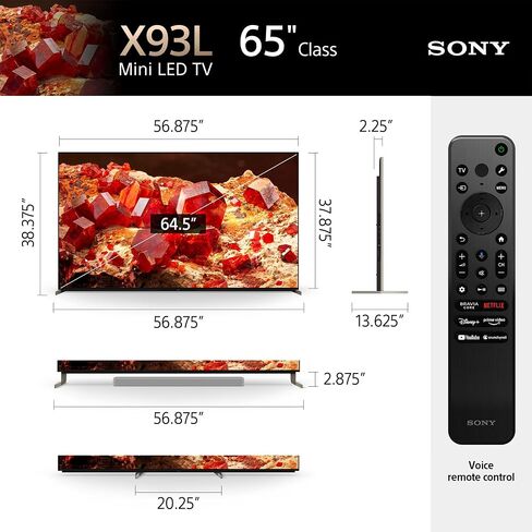 Sony 65 Inch Mini LED 4K Ultra HD TV X93L Series: BRAVIA XR Smart Google TV with Dolby Vision HDR and Exclusive Features for The Playstation® 5 XR65X93L- 2023 Model,Black in Saudi Arabia