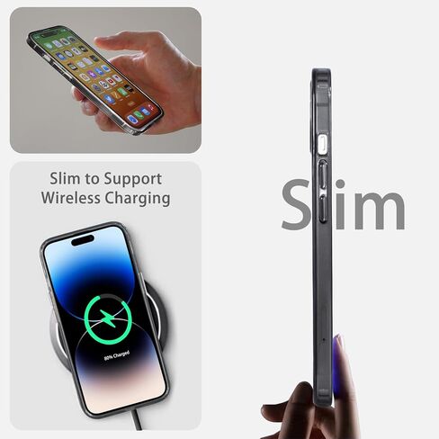 حافظة JJGoo متوافقة مع iPhone 14 Pro Max، حافظة هاتف شفافة غير صفراء مقاومة للصدمات لهاتف iPhone 14 Pro Max، غطاء حماية خلفي صلب نحيف مضاد للخدش من البولي كربونات 2022، أسود شفاف in Kuwait