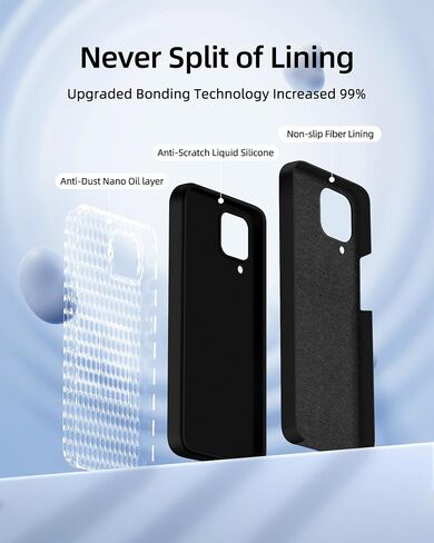 Dssairo 【3 in 1 for Samsung Galaxy A12 case, with 2 Pack Screen Protector, Camera Protection，Liquid Silicone Slim Shockproof Protective Phone Case [Microfiber Lining] (Black) in Saudi Arabia