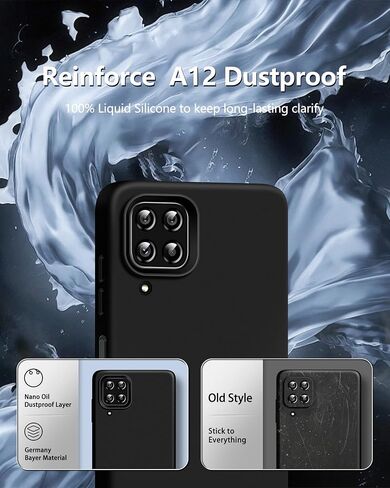 Dssairo 【3 in 1 for Samsung Galaxy A12 case, with 2 Pack Screen Protector, Camera Protection，Liquid Silicone Slim Shockproof Protective Phone Case [Microfiber Lining] (Black) in Saudi Arabia