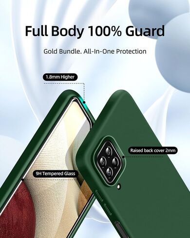 Dssairo 【3 in 1 for Samsung Galaxy A12 case, with 2 Pack Screen Protector, Camera Protection，Liquid Silicone Slim Shockproof Protective Phone Case [Microfiber Lining] (Black) in Saudi Arabia