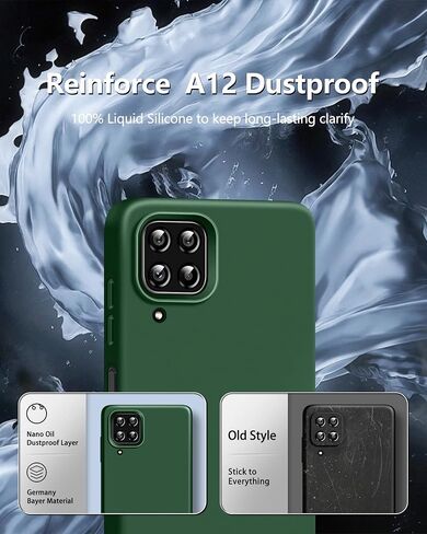 Dssairo 【3 in 1 for Samsung Galaxy A12 case, with 2 Pack Screen Protector, Camera Protection，Liquid Silicone Slim Shockproof Protective Phone Case [Microfiber Lining] (Black) in Saudi Arabia