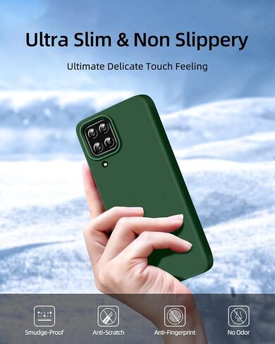 Dssairo 【3 in 1 for Samsung Galaxy A12 case, with 2 Pack Screen Protector, Camera Protection，Liquid Silicone Slim Shockproof Protective Phone Case [Microfiber Lining] (Black) in Saudi Arabia