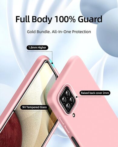 Dssairo 【3 in 1 for Samsung Galaxy A12 case, with 2 Pack Screen Protector, Camera Protection，Liquid Silicone Slim Shockproof Protective Phone Case [Microfiber Lining] (Black) in Saudi Arabia