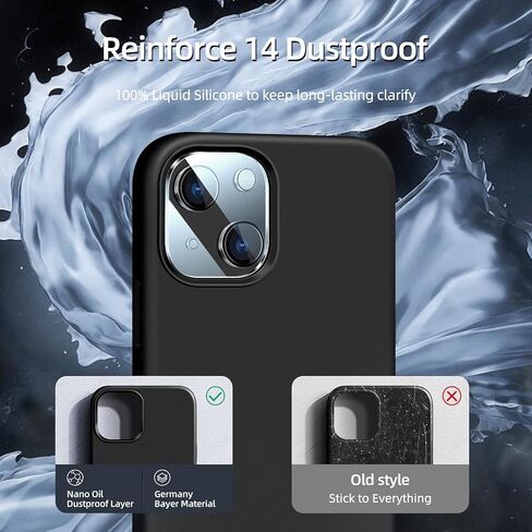 [5 in 1 for iPhone 13 Case 6.1 inch, with 2 Pack Screen Protector + 2 Pack Camera Lens Protector, Liquid Silicone Slim Shockproof Protective Phone Case (Black)…… in Kuwait