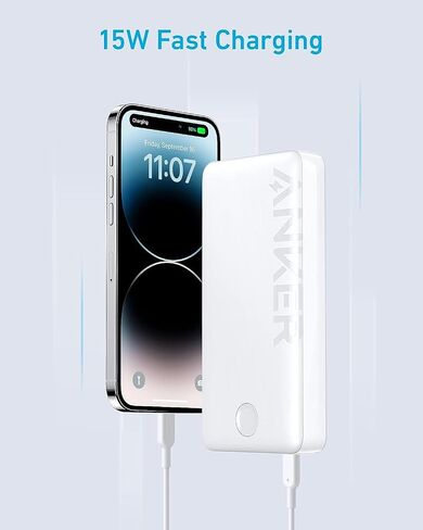 Anker Portable Charger, 20,000mAh Power Bank, Battery Pack with 2-Port, 15W High-Speed Charging for iPhone 15/15 Plus/15 Pro/15 Pro Max, 14/13/12 Series, Samsung Galaxy, and More (Black) in Saudi Arabia