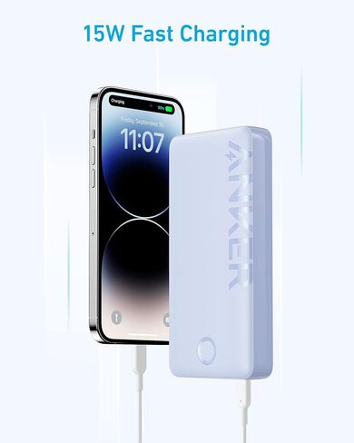 Anker Portable Charger, 20,000mAh Power Bank, Battery Pack with 2-Port, 15W High-Speed Charging for iPhone 15/15 Plus/15 Pro/15 Pro Max, 14/13/12 Series, Samsung Galaxy, and More (Black) in Saudi Arabia