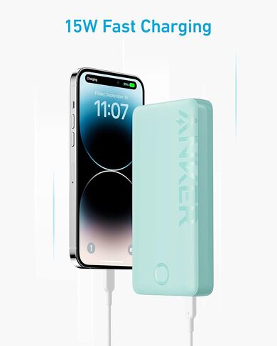 Anker Portable Charger, 20,000mAh Power Bank, Battery Pack with 2-Port, 15W High-Speed Charging for iPhone 15/15 Plus/15 Pro/15 Pro Max, 14/13/12 Series, Samsung Galaxy, and More (Black) in Saudi Arabia