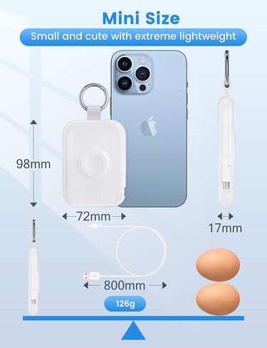 RORRY Portable Apple Watch Charger,5000mAh iWatch Wireless Charger Power Bank with Built-in Cable,Travel Keychain Charger for Apple Watch 9/Ultra2/8/Ultra/7/6/Se/5/4/3,iPhone 15/14/13/12/11 (Black) in Saudi Arabia