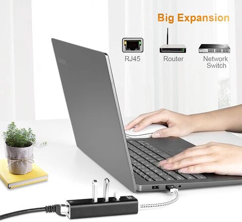 الحزمة - عنصران: محول إيثرنت USB 3.0 ذو 3 منافذ + كابل USB 3.0 إلى VGA بطول 6 أقدام in Saudi Arabia
