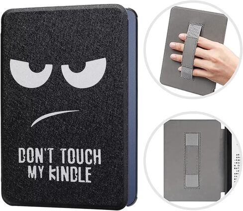 Case for 6.8" Kindle Paperwhite (11th Generation 2021) and Kindle Paperwhite Signature Edition with Hand Strap, Slim PU Leather Cover with Auto Wake/Sleep Don't Touch My Kindle in Saudi Arabia