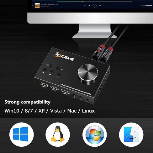 بطاقة صوت خارجية مع التحكم في مستوى الصوت، مقبض وحدة تحكم USB للوسائط المتعددة، محول صوت USB مع سماعة رأس 3.5 ملم ومقبس ميكروفون، لأنظمة التشغيل Windows وMac وLinux والكمبيوتر الشخصي وأجهزة الكمبيوتر المحمولة وأجهزة الكمبيوتر المكتبية in Kuwait