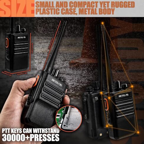 Retevis RB46 Waterproof Walkie Talkies for Adults,Lould Voice,Walkie Talkies Long Range,Battery Level Voice Prompt,VOX,Rechargeable,1150 mAh,Portable FRS Two Way Radios for Hunting (2 Pack) in Saudi Arabia