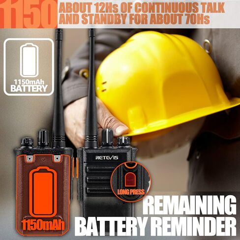 Retevis RB46 Waterproof Walkie Talkies for Adults,Lould Voice,Walkie Talkies Long Range,Battery Level Voice Prompt,VOX,Rechargeable,1150 mAh,Portable FRS Two Way Radios for Hunting (2 Pack) in Saudi Arabia