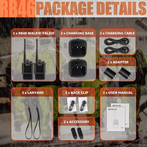 Retevis RB46 Waterproof Walkie Talkies for Adults,Lould Voice,Walkie Talkies Long Range,Battery Level Voice Prompt,VOX,Rechargeable,1150 mAh,Portable FRS Two Way Radios for Hunting (2 Pack) in Saudi Arabia