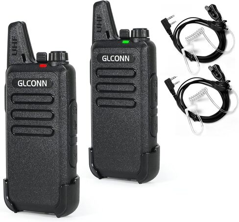 أجهزة اتصال لاسلكية للبالغين - أجهزة راديو GLCONN بدون استخدام اليدين ثنائية الاتجاه مع سماعة أذن - أجهزة راديو محمولة ثنائية الاتجاه طويلة المدى قابلة لإعادة الشحن لمتجر الفندق والصيد الحكومي التجاري (عبوتان) in Kuwait