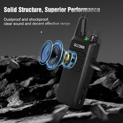 أجهزة اتصال لاسلكية للبالغين - أجهزة راديو GLCONN بدون استخدام اليدين ثنائية الاتجاه مع سماعة أذن - أجهزة راديو محمولة ثنائية الاتجاه طويلة المدى قابلة لإعادة الشحن لمتجر الفندق والصيد الحكومي التجاري (عبوتان) in Kuwait