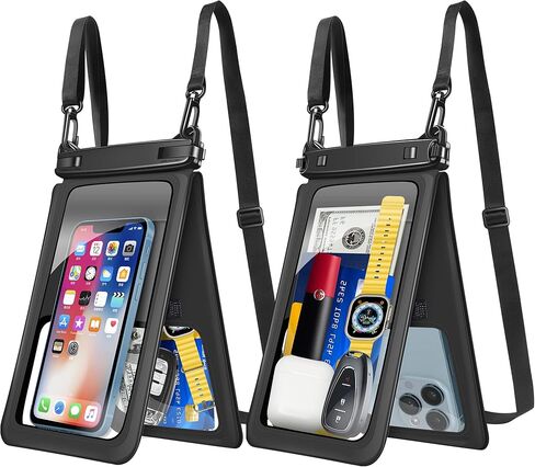 حقيبة هاتف مقاومة للماء من تاكيو، حقيبة هاتف مزدوجة مقاومة للماء ذات مساحة كبيرة وواقي تحت الماء، حقيبة جافة مع حبل حول الجسم يناسب هاتف خلوي يصل إلى 9.8 بوصة لقضاء عطلة على الشاطئ والسباحة، عبوة من قطعتين in Kuwait