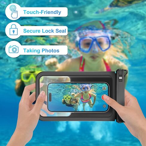 حقيبة هاتف مقاومة للماء من تاكيو، حقيبة هاتف مزدوجة مقاومة للماء ذات مساحة كبيرة وواقي تحت الماء، حقيبة جافة مع حبل حول الجسم يناسب هاتف خلوي يصل إلى 9.8 بوصة لقضاء عطلة على الشاطئ والسباحة، عبوة من قطعتين in Kuwait