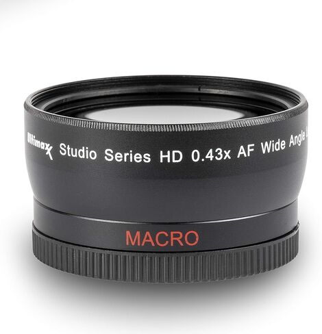 0.43x Wide Angle Anti-Reflection with Macro Lens for High Definition Video Recording Attaches to Any Canon Nikon Panasonic Sony DSLR Camcorder Lens (52mm) in Kuwait