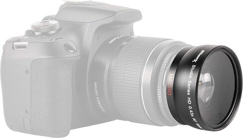0.43x Wide Angle Anti-Reflection with Macro Lens for High Definition Video Recording Attaches to Any Canon Nikon Panasonic Sony DSLR Camcorder Lens (52mm) in Kuwait