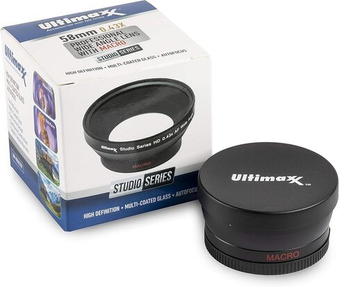 0.43x Wide Angle Anti-Reflection with Macro Lens for High Definition Video Recording Attaches to Any Canon Nikon Panasonic Sony DSLR Camcorder Lens (52mm) in Kuwait