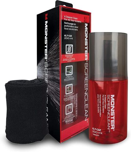 Monster 2 oz. Spray Screen Cleaner Kit with Microfiber Cloth for Electronic Devices – Ideal for LED, LCD, OLED, Smart TV, Computer Monitors, Laptops, iPad, and iPhone Screens in Saudi Arabia