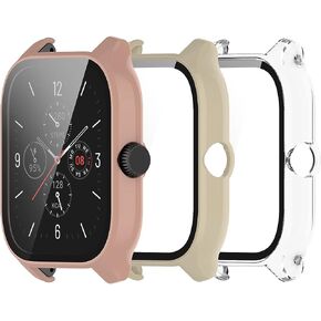 Compatible for Amazfit GTS 4 Watch Case. Scratch-Resistant Protective Case Cover PC Case with HD Tempered Glass Screen Protector for Amazfit GTS 4 GTS4 Case (3 Pack A)