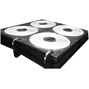 Vaultz CD Binder Inserts - Pack of 50 DVD Storage Sleeves for Media Discs w/ 3 Ring Binder Holes - Holds 8 CDs per Page, Black