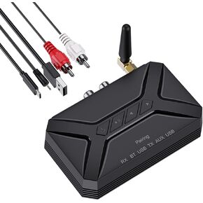 جهاز إرسال بلوتوث OQIMAX، جهاز إرسال بلوتوث 5.0 للتلفزيون يدعم إدخال الصوت RCA، نطاق مسافة طويلة 3.5 مم AUX مستقبل بلوتوث زمن الوصول المنخفض، لسماعات مكبر صوت المسرح المنزلي in Kuwait