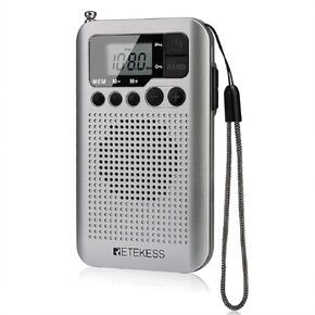 Retekess TR106 Portable Mini Pocket Radios AM FM Digital Tuning, AAA Battery Powered, Support Clock, Alarm, Sleep Timer, FM Stereo for Walking (Silver) in Saudi Arabia
