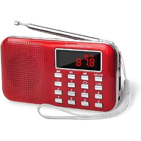 Retekess PR11 AM FM Radio Portable, Rechargeable Transistor Radios Small, with Headphone Jack MP3 Music Player Speaker Support Micro SD Card for Outdoor (Gold)