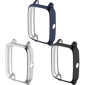3-Pack Screen Protector Case Compatible with Compatible with ID205L Veryfitpro Smartwatch Fitpolo ID205L Touch Screen 1.3 inch Protective Cover (Black+Blue+Silver) in Saudi Arabia