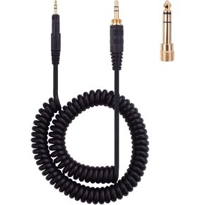 Asobilor ATH-M50x Replacement Cable, Coiled Aux Cord Compatible with Audio-Technica ATH-M40x、ATH-M50x、ATH-M60x、ATH-M70x Headphones with 6.35mm Adapter(4ft extends to 10ft) in Saudi Arabia