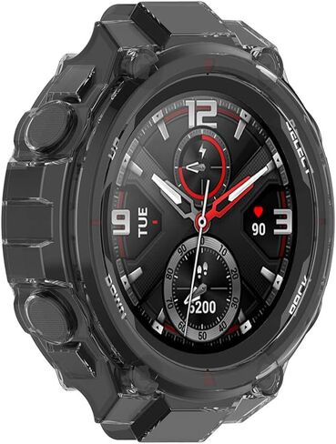 حافظة TenCloud متوافقة مع Amazfit T-Rex A1918 حافظة ناعمة مقاومة للصدمات من مادة TPU وواقي ممتص للصدمات لساعة T-Rex الذكية (أسود + أسود) in Saudi Arabia