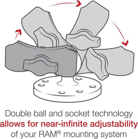 RAM MOUNTS Medium Double Socket Arm for B Size 1" Balls | Marine-grade aluminum connector arm, compatible with B Size 1" ball bases in Kuwait