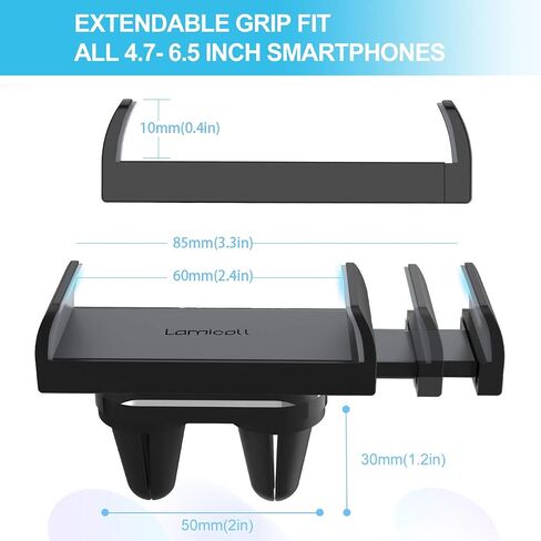 Lamicall Car Vent Phone Mount Two Grips Design Phone Holders for Your Car | Universal Car Phone Holder, Hands Free Phone Mount for iPhone 17 16 15 14 13 12 11 Mini SE Pro Smartphone for Women Men Black in Kuwait