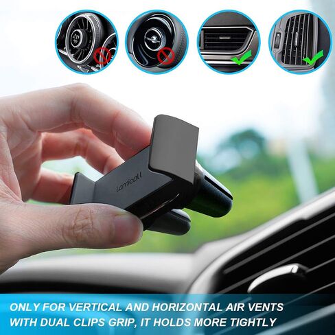 Lamicall Car Vent Phone Mount Two Grips Design Phone Holders for Your Car | Universal Car Phone Holder, Hands Free Phone Mount for iPhone 17 16 15 14 13 12 11 Mini SE Pro Smartphone for Women Men Black in Kuwait
