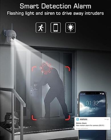 ANRAN 3K/5MP WiFi Security Camera for Home House Outdoor 2.4/5GHz Dual-Band | Auto-Tracking 360° Pan-Tilt 2-Way Audio Full Color Night Vision 24/7 Recording Local/Cloud Storage Weatherproof Fit Alexa in Saudi Arabia