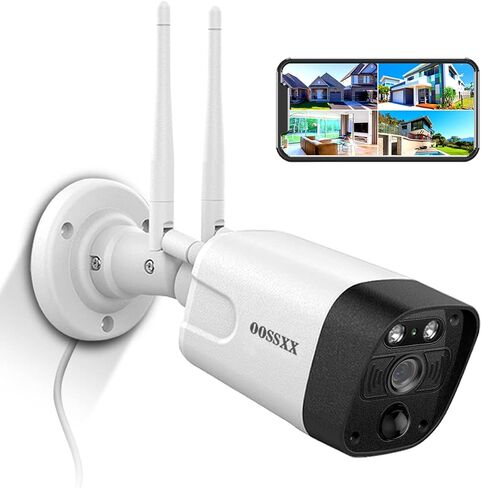 OOSSXX (5.0MP & 130° Ultra Wide-Angle) PIR Detection 2-Way Audio Dual Antennas Security Wireless Camera System Outdoor Wireless Security Camera, Home WiFi Surveillance Bullet Exterior Cameras in Kuwait