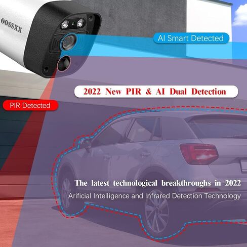 OOSSXX (5.0MP & 130° Ultra Wide-Angle) PIR Detection 2-Way Audio Dual Antennas Security Wireless Camera System Outdoor Wireless Security Camera, Home WiFi Surveillance Bullet Exterior Cameras in Kuwait