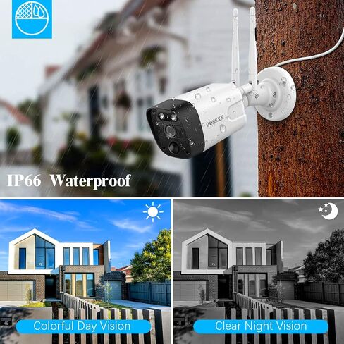 OOSSXX (5.0MP & 130° Ultra Wide-Angle) PIR Detection 2-Way Audio Dual Antennas Security Wireless Camera System Outdoor Wireless Security Camera, Home WiFi Surveillance Bullet Exterior Cameras in Kuwait