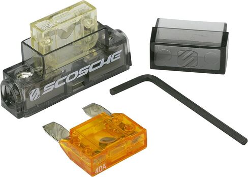 Scosche PMFHIKF in-line Fuse Holder for 4 or 8 Gauge Power Wire. Includes 40 and 80 Amp Maxi-Fuses in Kuwait