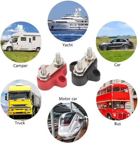 Qiilu كتلة توزيع الطاقة 2 قطعة محطة توزيع الطاقة كتلة 48 فولت M6 إيجابي سلبي 2 ترصيع كتلة وصل البطارية in Kuwait