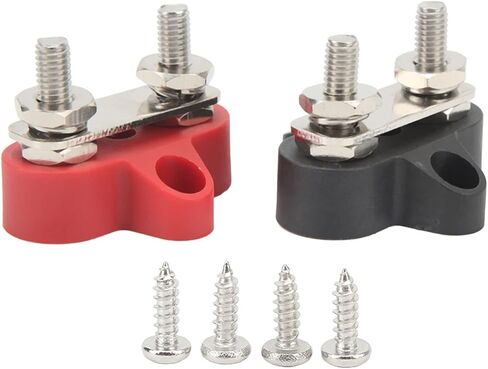 Qiilu كتلة توزيع الطاقة 2 قطعة محطة توزيع الطاقة كتلة 48 فولت M6 إيجابي سلبي 2 ترصيع كتلة وصل البطارية in Kuwait