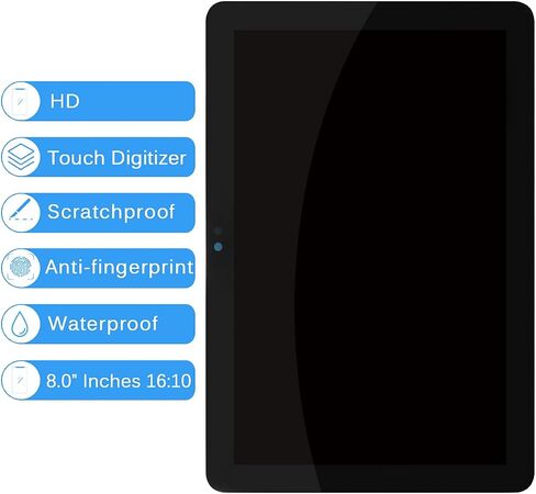 لـ Amazon Kindle Fire HD8 HD 8 10th Gen 2020 K72LL4 شاشة LCD تعمل باللمس، مجموعة استبدال لوحة زجاجية أمامية مع أدوات مجانية (أسود بدون إطار) in Kuwait