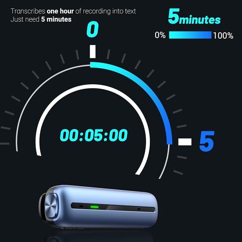 مسجل صوت رقمي صغير ذكي بسعة 16 جيجابايت مع خاصية النسخ والترجمة بالذكاء الاصطناعي، يدعم نقل الملفات عبر USB واللاسلكي من واسك in Kuwait