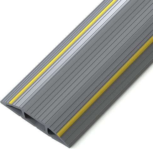 AGPTEK Heavy Duty Floor Cable Cover Cable Protector, 6.5 Ft, 3 Channels | Grey Floor Cord Cover, Mid Channel 0.93", Contains Cords, Cables and Wires, Office, Home, or Outdoor in Kuwait