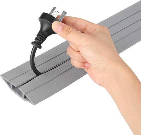 AGPTEK Heavy Duty Floor Cable Cover Cable Protector, 6.5 Ft, 3 Channels | Grey Floor Cord Cover, Mid Channel 0.93", Contains Cords, Cables and Wires, Office, Home, or Outdoor in Kuwait